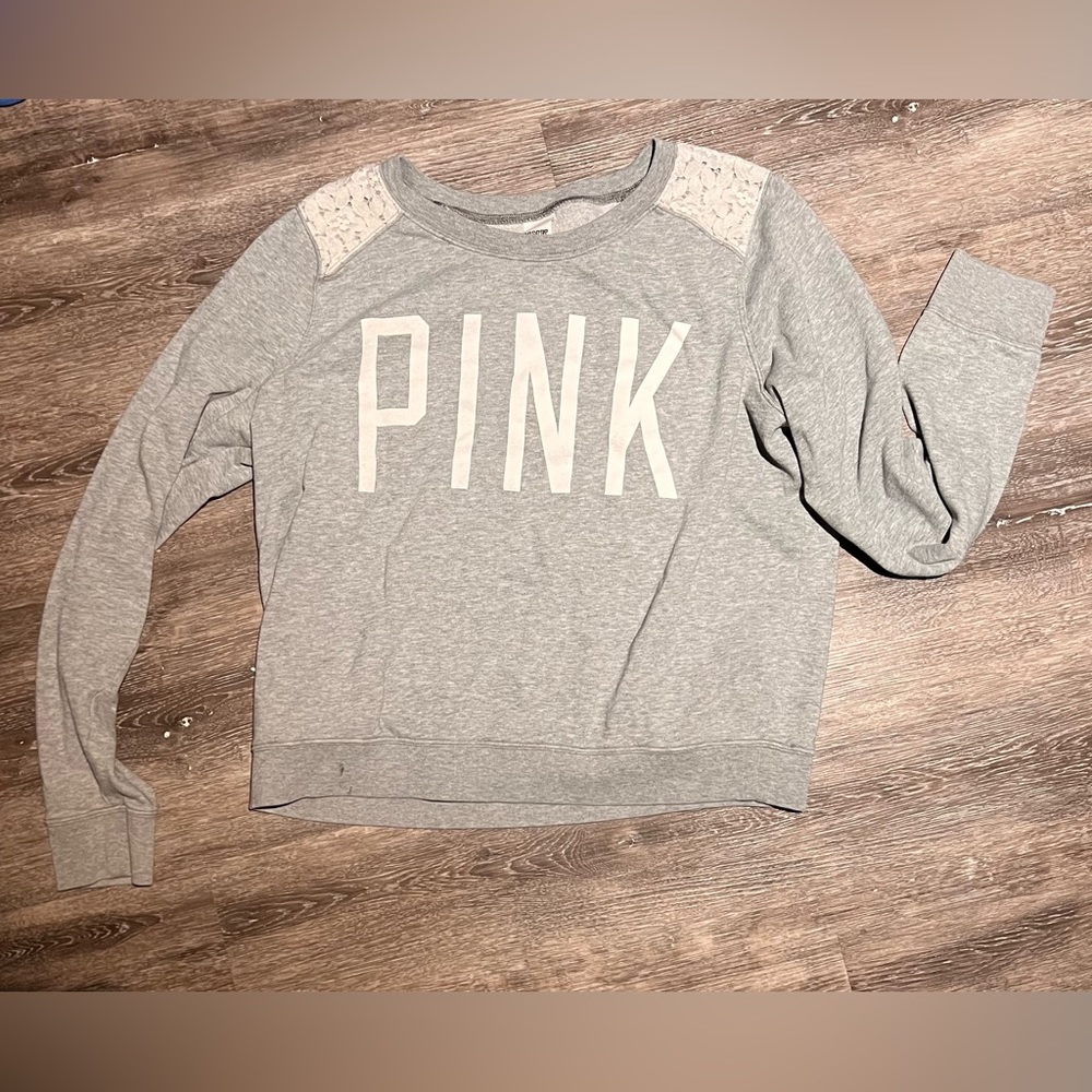 ♥️PINK Sweater with Lace Look On Shoulders